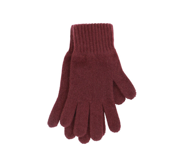 Ladies Lambswool Gloves Textiles Burgundy 