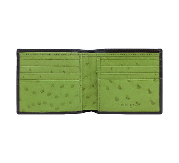 Ostrich Lining Short Wallet Wallets Black / Emerald 