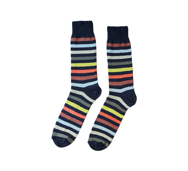 Narrow Multicoloured Hoops Socks Textiles Navy 