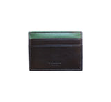 RFID Contrast Flat Card Case Credit Card Case Dark Brown / Green  RFID Contrast Flat Card Case Credit Card Case Dark Brown / Green