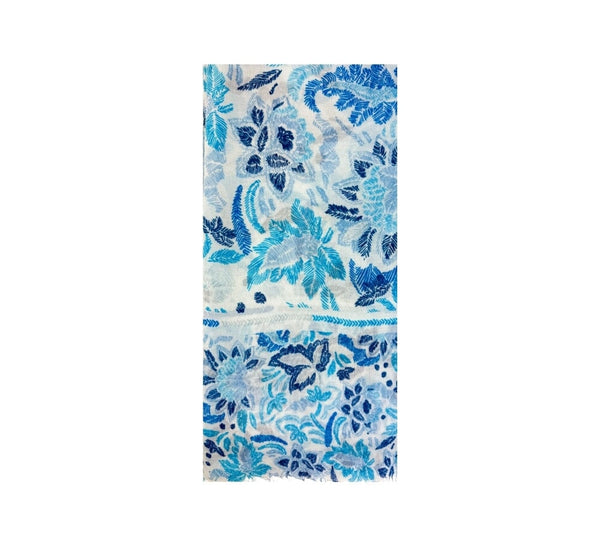 Blue Ferns Shawl Pashmina & Scarves Blue 