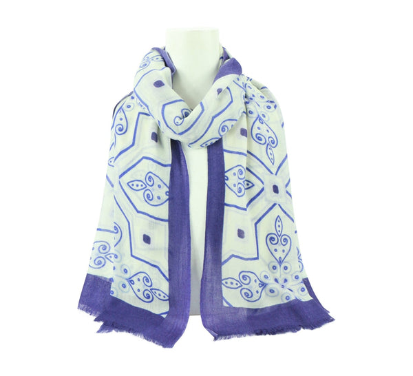 Blue Mosaic Stole Pashmina & Scarves 