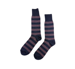 Coloured Striped Wool Blend Socks Textiles Navy / Blackcurrant 
