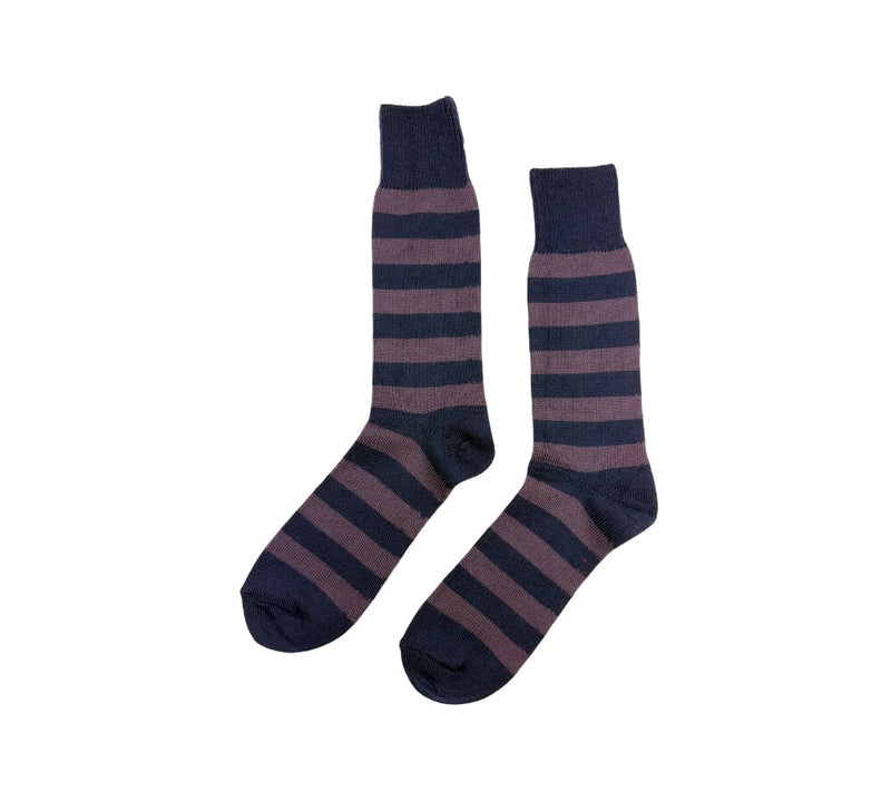 Coloured Striped Wool Blend Socks Textiles Navy / Blackcurrant 