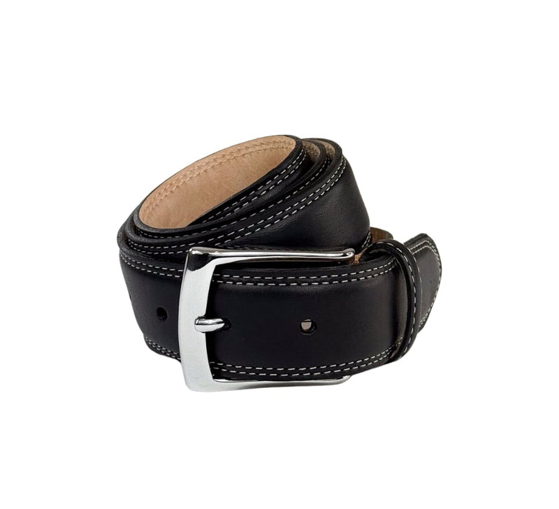 Double Stitched Calf Belt Belt Black / Nickel 32 