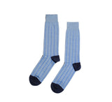 Fine Two Tone Socks Textiles Sky Blue / Navy 
