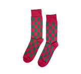 Fine Two Tone Square Socks Textiles Burgundy / Loden 