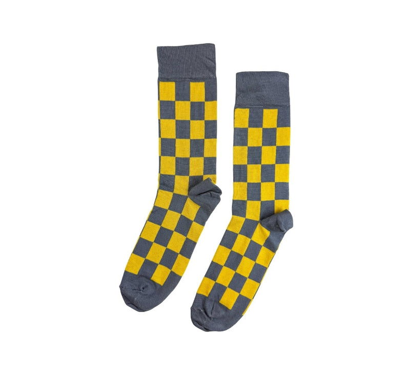 Fine Two Tone Square Socks Textiles Grey / Yellow 