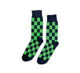 Fine Two Tone Square Socks Textiles Navy / Green 