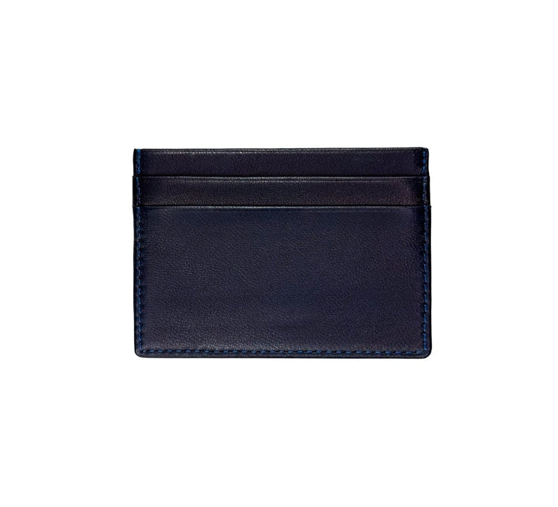Flat Card Case Credit Card Case Navy Lambskin 