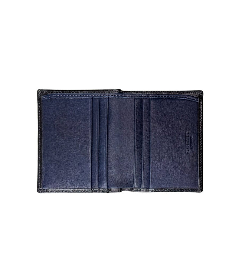Folding Credit Card Case With Note Section Credit Card Case Navy Calf/Lambskin 