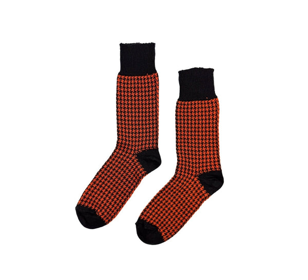 Houndstooth Socks Textiles Black / Orange 