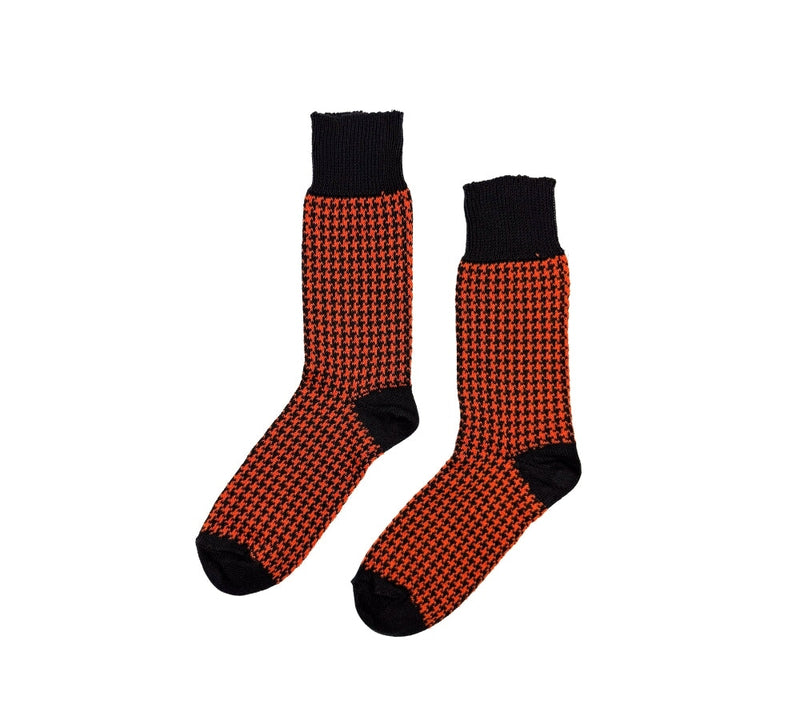Houndstooth Socks Textiles Black / Orange 