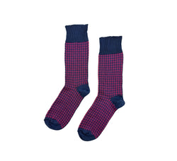 Houndstooth Socks Textiles Denim / Fuchsia 