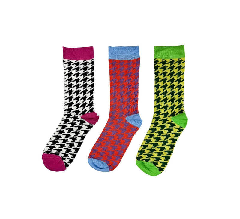 Ladies Bamboo Socks Pack of 3 Textiles Multicolour Houndstooth 