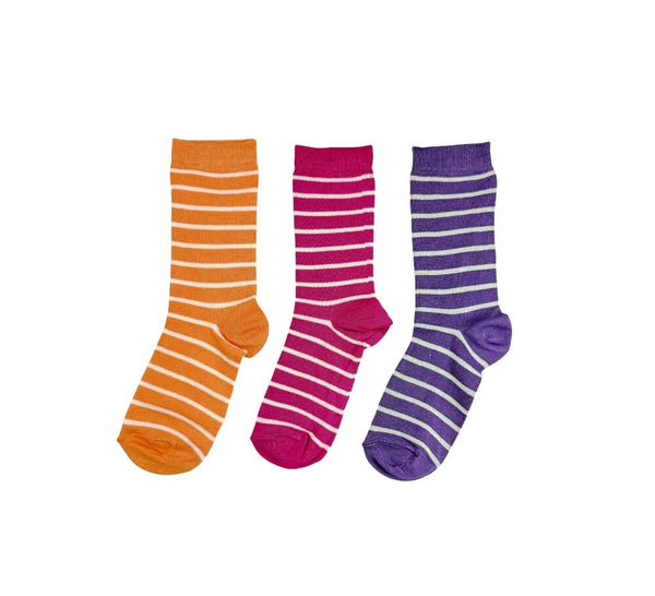 Ladies Bamboo Socks Pack of 3 Textiles Multicolour Stripes 