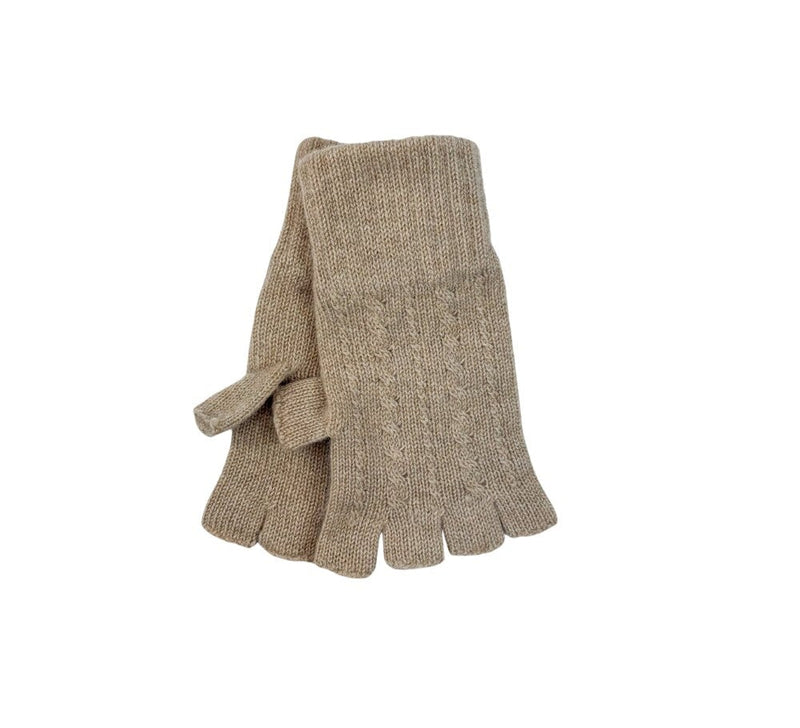 Ladies Fingerless Cashmere Gloves Textiles Beige 