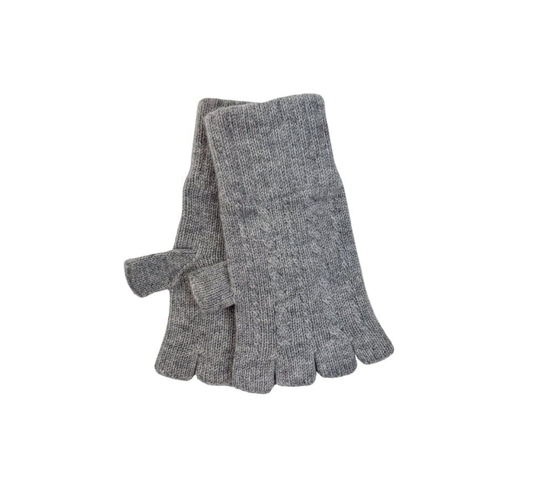 Ladies Fingerless Cashmere Gloves Textiles Light Grey 
