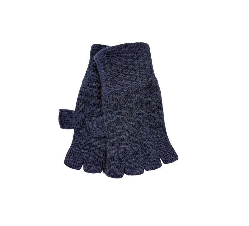 Ladies Fingerless Cashmere Gloves Textiles Navy 