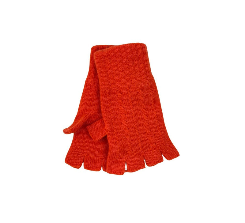 Ladies Fingerless Cashmere Gloves Textiles Orange 