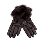 Ladies Fur & Cashmere Lined Gloves Gloves Brown 6.5 