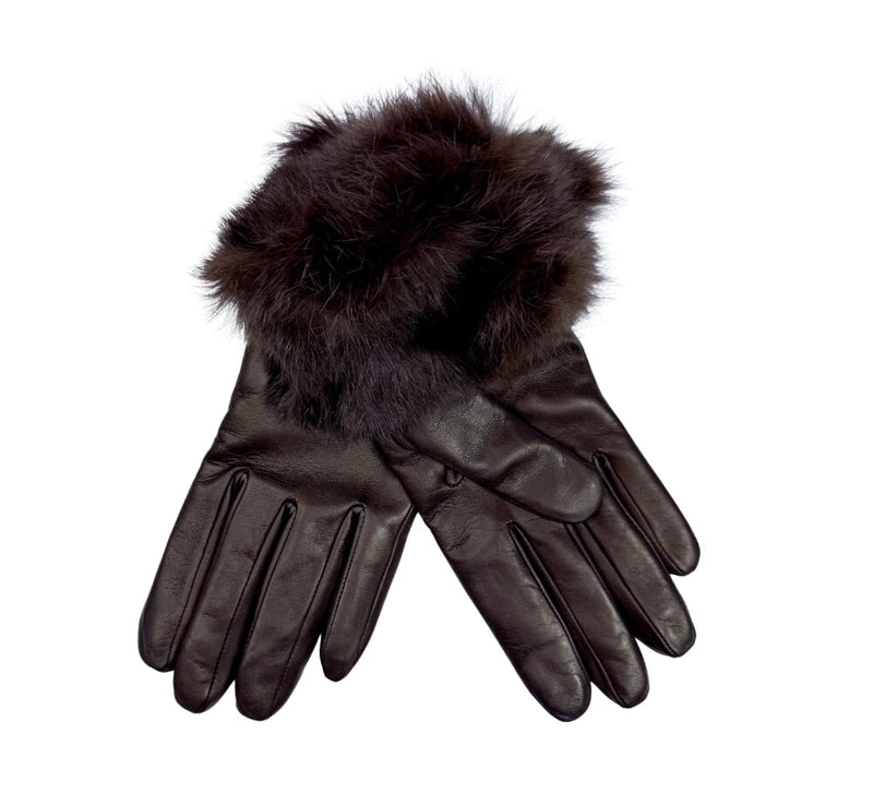 Ladies Fur & Cashmere Lined Gloves Gloves Brown 6.5 