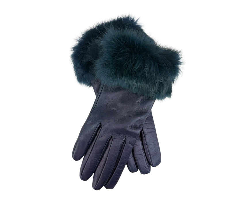 Ladies Fur & Cashmere Lined Gloves Gloves Navy 6.5 