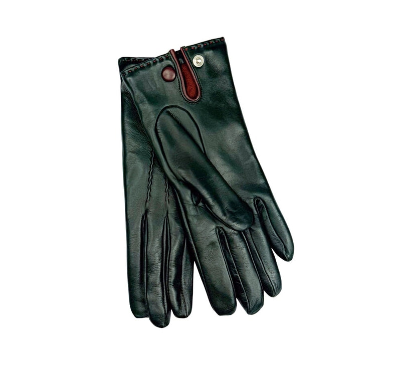 Ladies Leather Gloves With Cashmere, Wool & Silk Blend Lining Gloves Dark Green 6.5 
