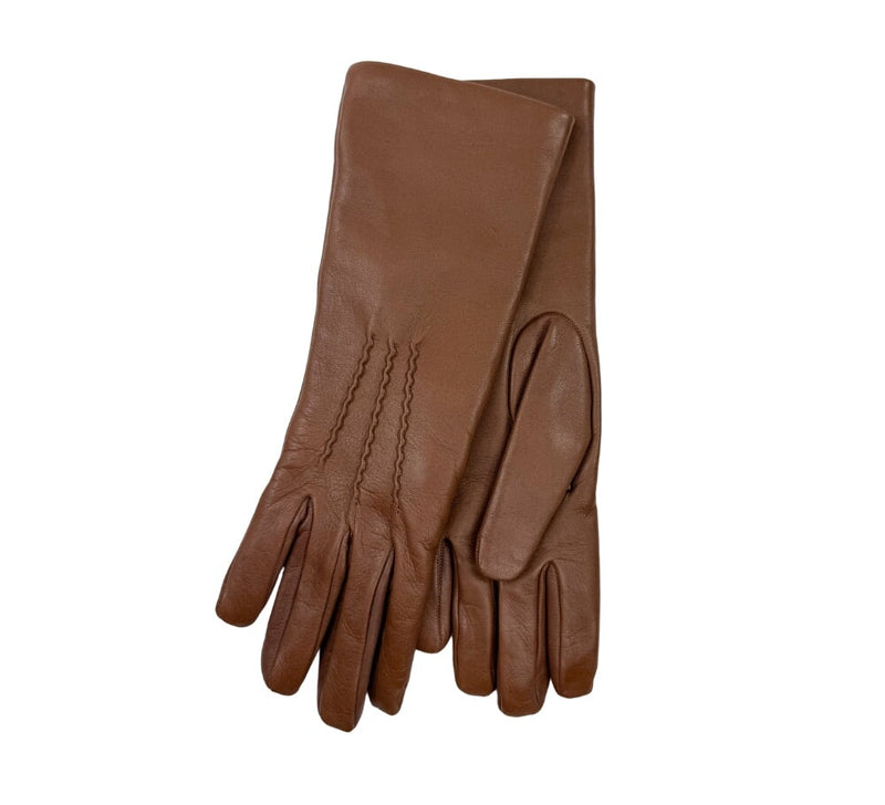 Ladies Mid Length Cashmere Lined Gloves Gloves Camel 6.5 
