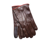 Men's Contrast Trim Touchscreen Cashmere Lined Gloves Gloves Dark Brown 8 
