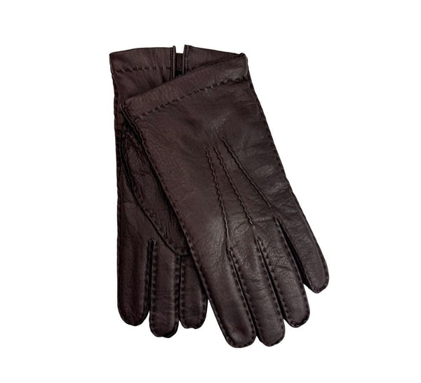 Men's Deerskin Cashmere Lined Gloves Gloves Dark Brown 8 