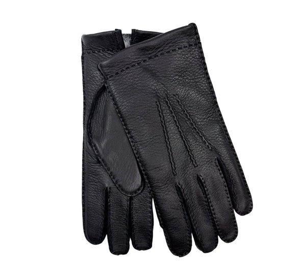 Men's Deerskin Fur Lined Gloves Gloves Black 8 