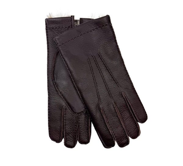 Men's Deerskin Fur Lined Gloves Gloves Dark Brown 8 