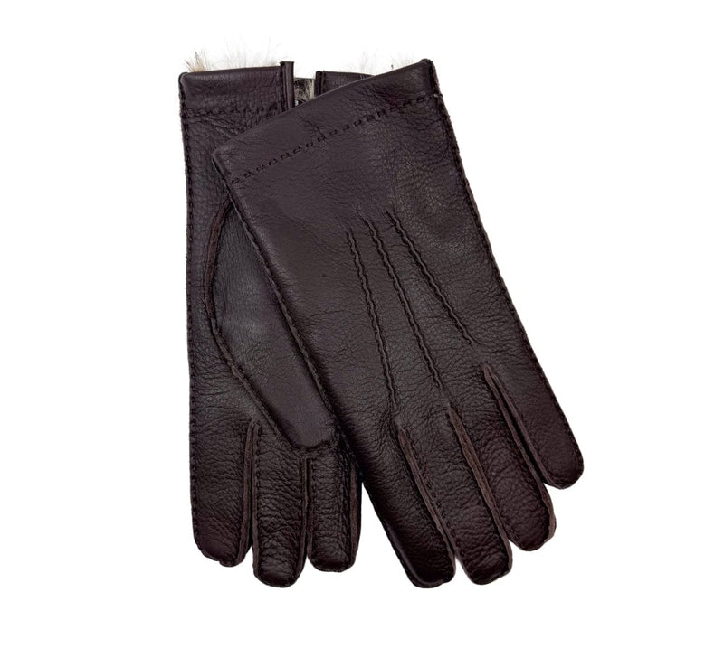 Men's Deerskin Fur Lined Gloves Gloves Dark Brown 8 