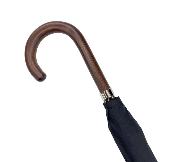 Men's Metal Shaft Automatic Hardwood Handle Umbrella Umbrellas Brown 