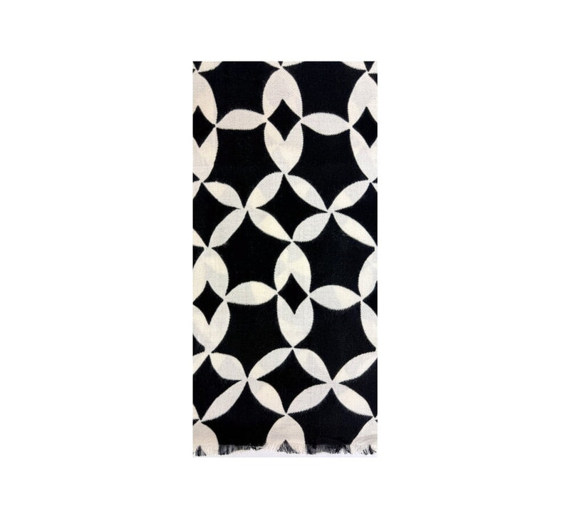 Moroccan Tile Stole Pashmina & Scarves Black 