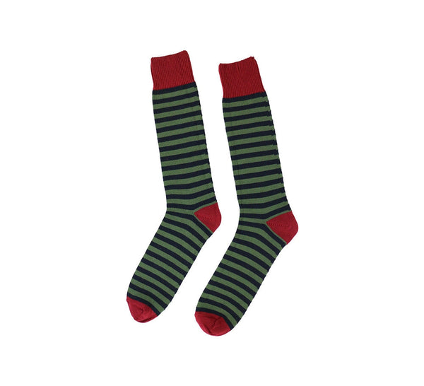 Narrow Two Tone Hoops Socks Textiles Loden / Navy 