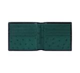 Ostrich Lining Short Wallet Wallets Black / Dark Green 
