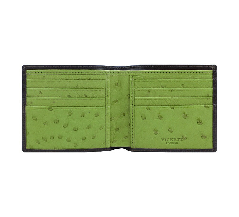 Ostrich Lining Short Wallet Wallets Black / Emerald 