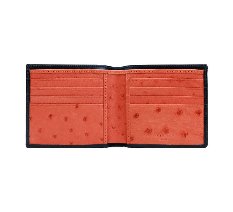 Ostrich Lining Short Wallet Wallets Black / Orange 