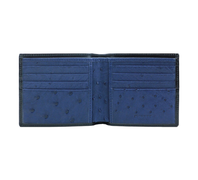 Ostrich Lining Short Wallet Wallets Black / Royal Blue 