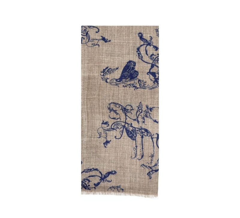 Owl Stole Pashmina & Scarves Navy 