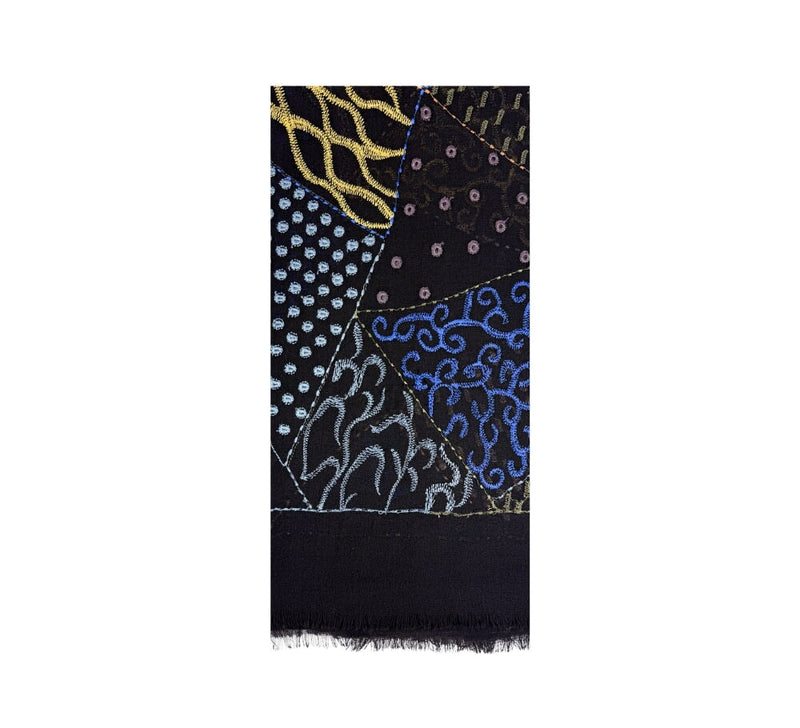 Patchwork Embroidery Stole Pashmina & Scarves Black 