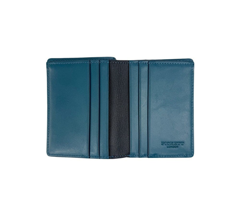 RFID Contrast Tip Folding Card Case Wallets Teal / Navy 