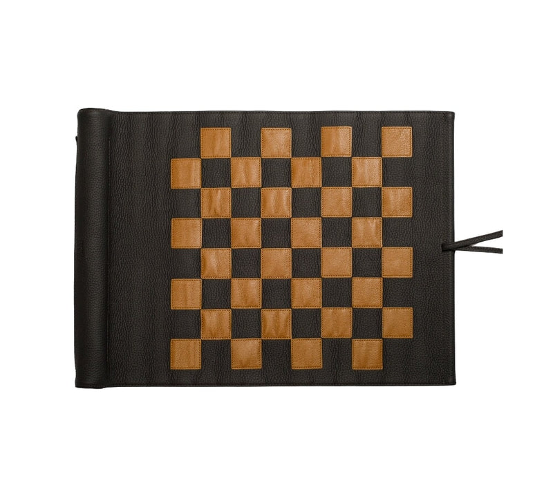 Roll Up 3 in 1 Board Game Chess, Backgammon & Draughts Set Games Dark Brown / Orange / Tan 