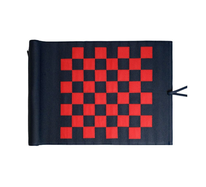 Roll Up 3 in 1 Board Game Chess, Backgammon & Draughts Set Games Navy / White / Red 