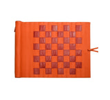 Roll Up 3 in 1 Board Game Chess, Backgammon & Draughts Set Games Orange / Red / Orange 