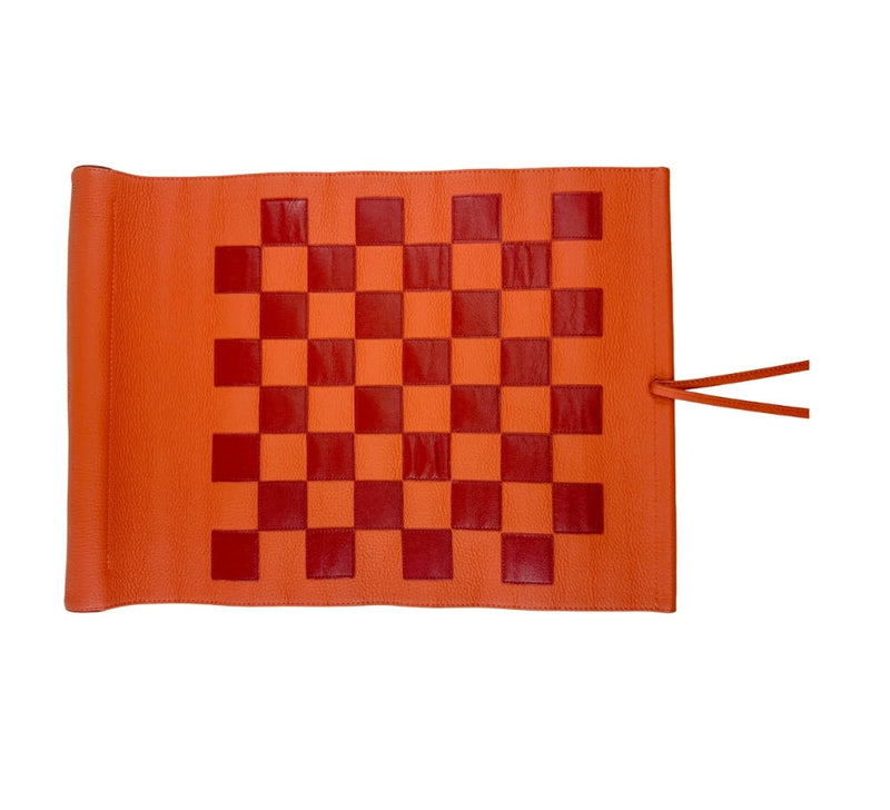 Roll Up 3 in 1 Board Game Chess, Backgammon & Draughts Set Games Orange / Red / Orange 