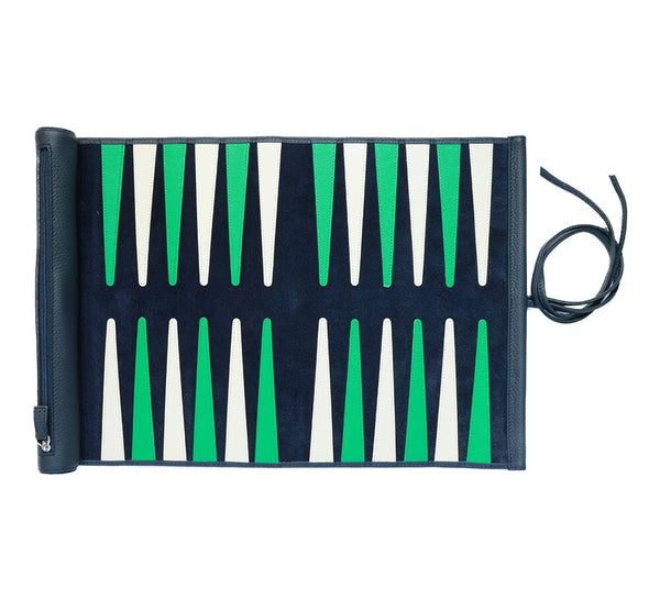 Roll Up Backgammon Games Navy / Emerald / Ivory 