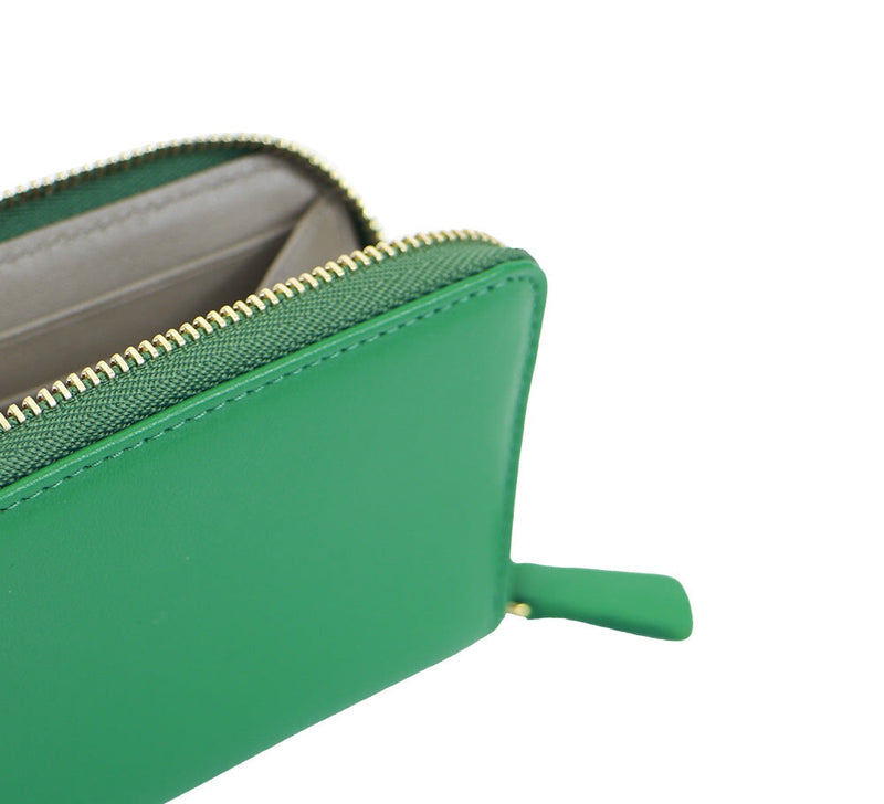 Small Clare Contrast Zip Card Case Credit Card Case Green / Taupe 